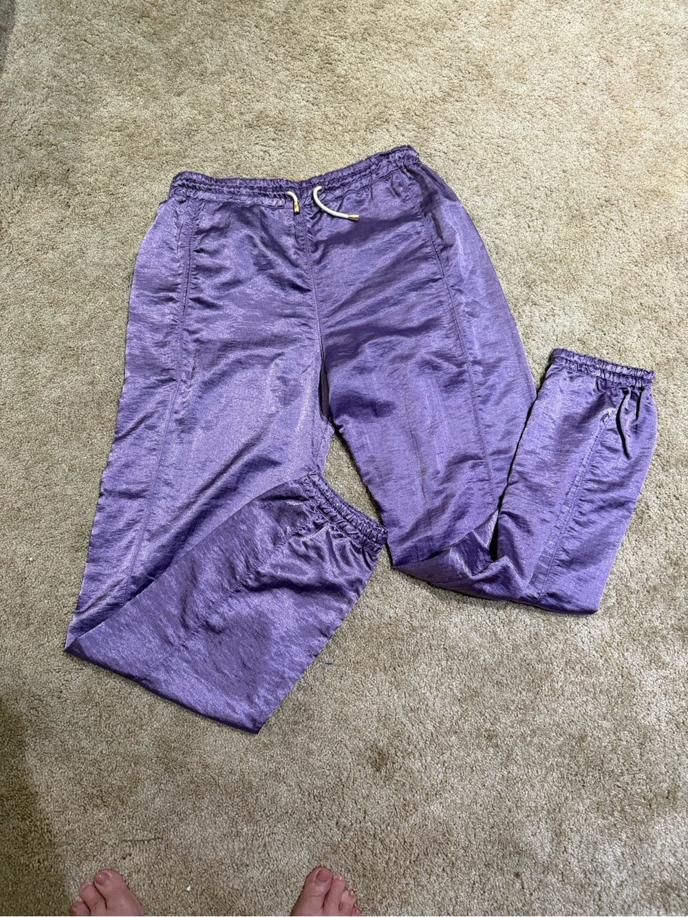 Vintage Laurèl Shiny Purple Drawstring Joggers Made in Italy Size 36 / Small